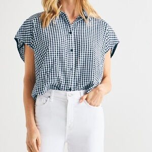 Splendid Black and White Checkered Button-Down Shirt